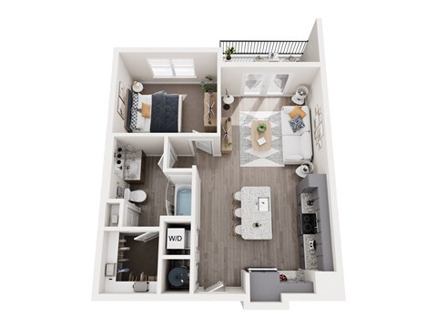 Floor plan for 1 bed, 1 bath, 708 sqft